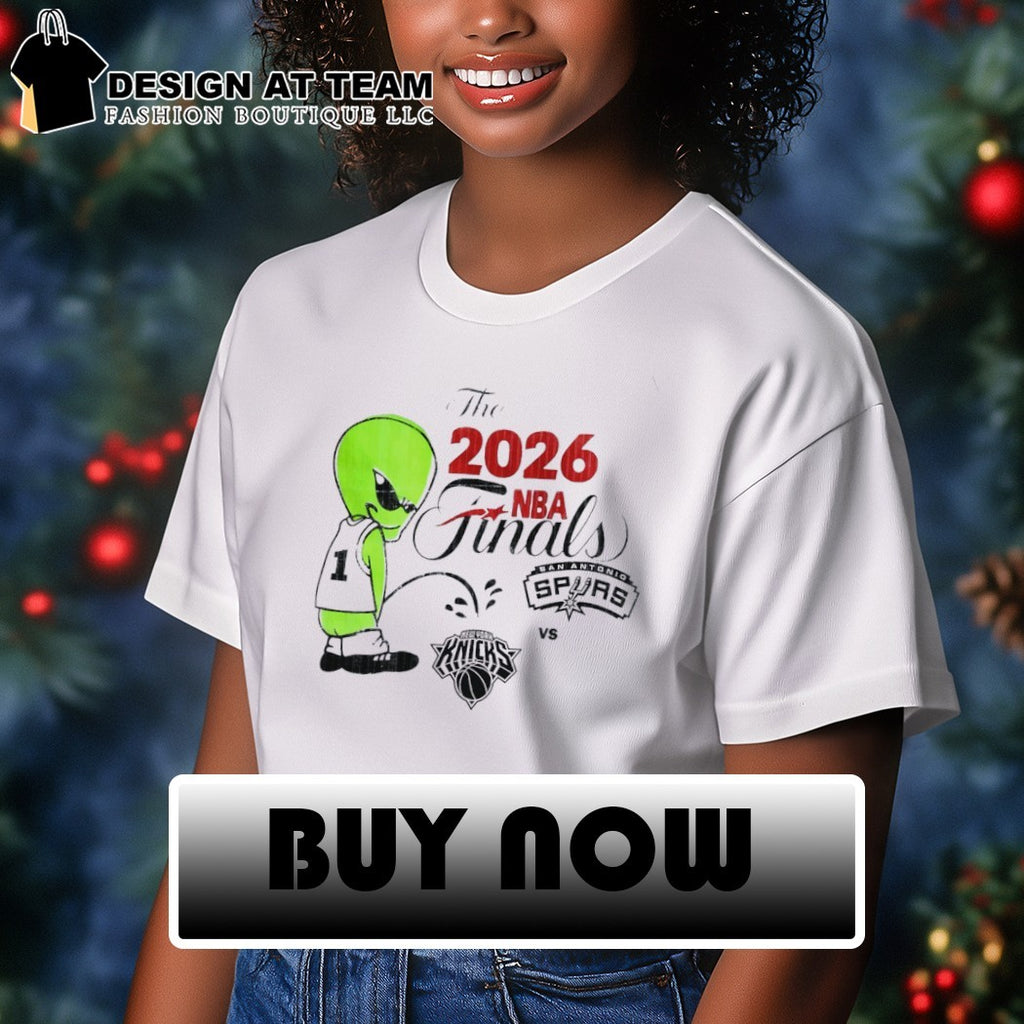 Spurs vs Knicks Basketball NBA finals 2026 alien peeing on Knicks logo funny shirt