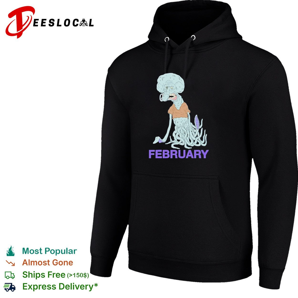 Squidward February Birthday meatcanyon style distorted cartoon shirt