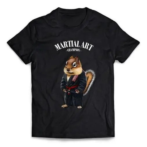 Squirrel Chipmunk Sensei in Black Judogi Karate Martial Art Champion - Short-Sleeve Unisex T-Shirt Made in USA Hoodie...