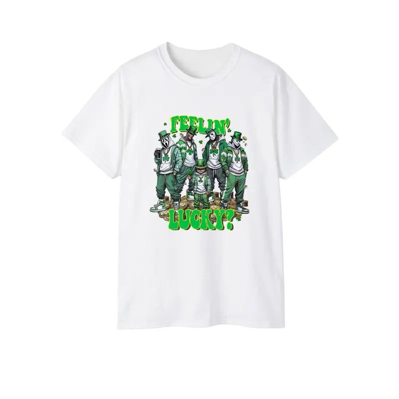 St. Patrick Day Horror Crew Shirt, Feelin Lucky Horror T-Shirt, Trending Graphic T-Shirt Hoodie, Sweatshirt
