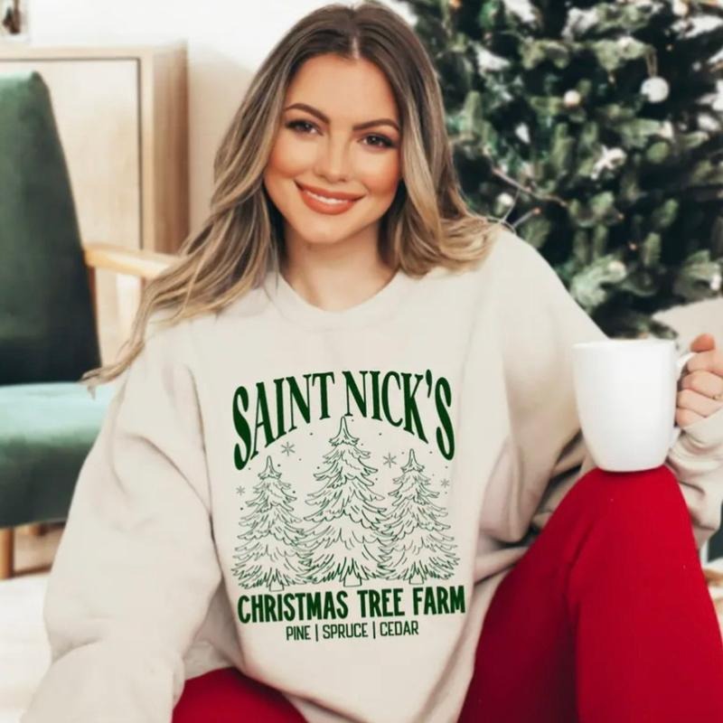 St Nicks Christmas Tree Farm Crewneck Sweatshirt Shirt Hoodie | PrintMintTees.com