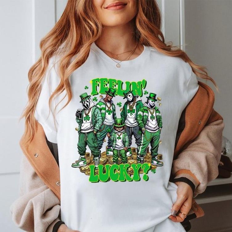 St Patrick Day Horror Crew Feelin Lucky Horror Shirt Trending Patrick Day Funny Shirt Casual Top T-Shirts, Hoodie, Sweatshirt