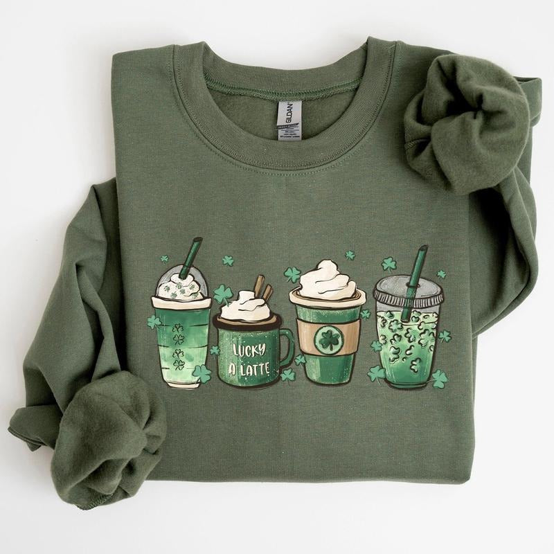 St Patrick's Day Coffee Drinks Sweatshirt Shirt Hoodie | PrintMintTees.com