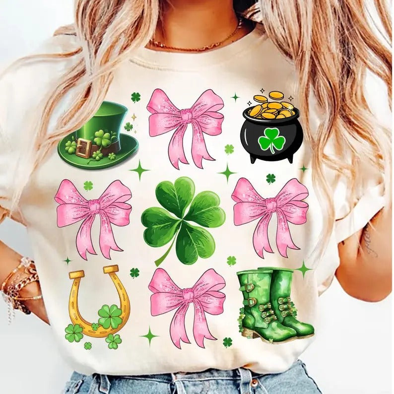 St Patrick's Day Coquette shirt-sweatshirt-hoodie, Coquette Bow St Patty's Day sweatshirt, Lucky Shamrock hoodie, St...