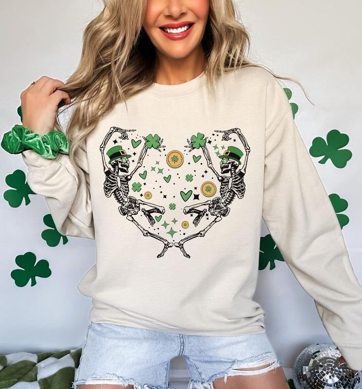 St Patrick's Day Dancing Skeleton St Patrick's Skeleton Funny St Patrick's St Patrick's Shirt Trendy Hoodie Sweatshirt