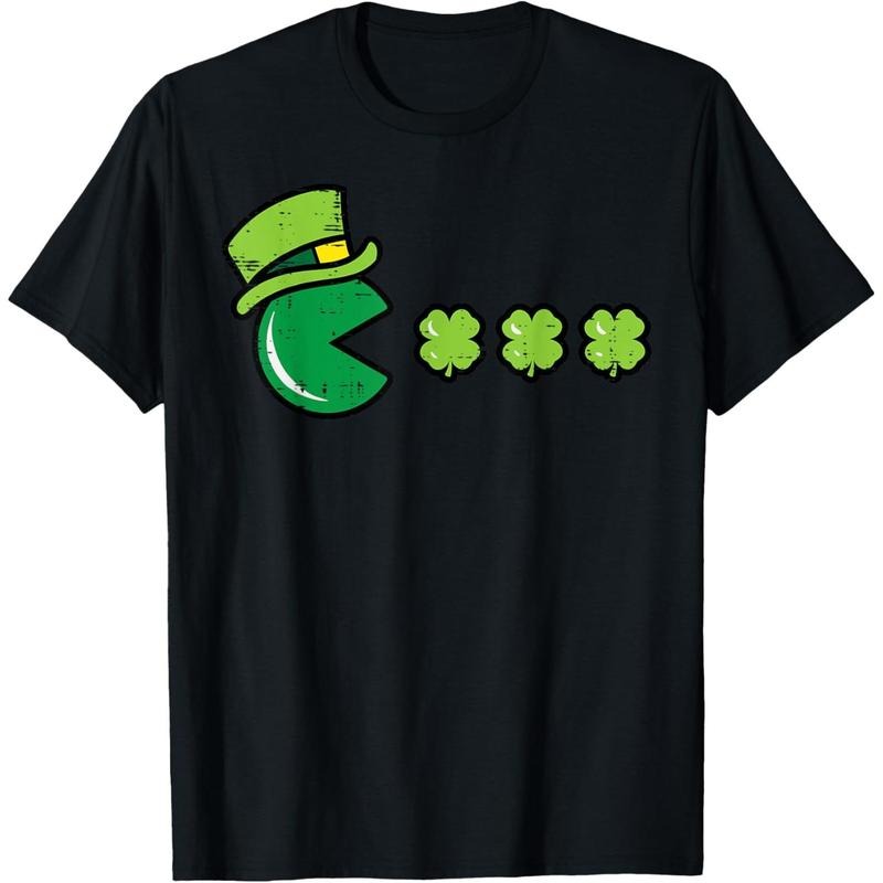 St Patricks Day Eating Shamrock Retro Gamer Men Boys Kids T-Shirt style 02 Hoodie Sweatshirt | PrintMintTees.com
