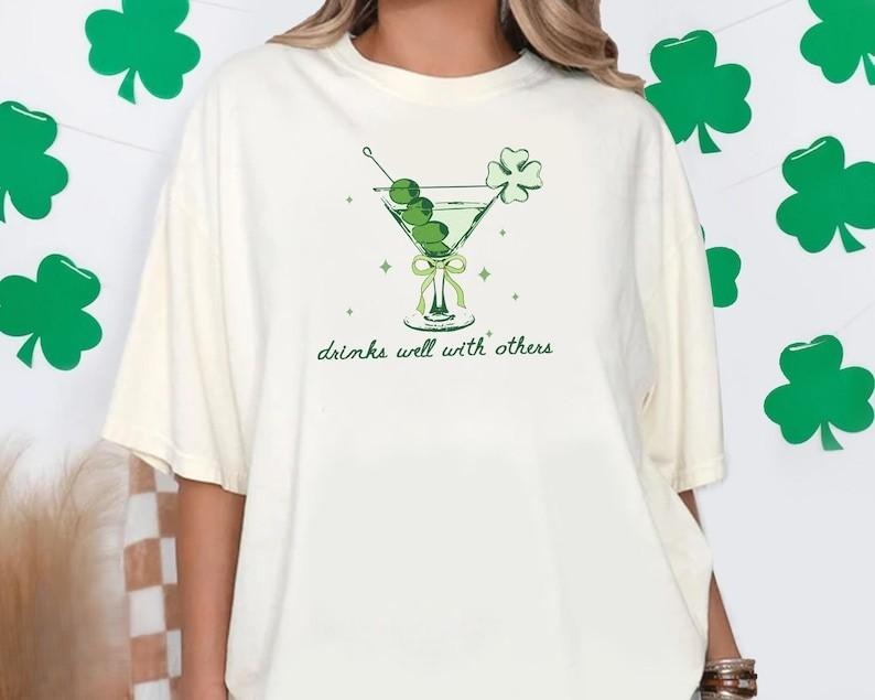 St Patricks Day Tshirt, Martini Cocktail St Patrick's Day Womens Tee, Irish Girl Shirt, St. Patty's Day Tee, Martini...