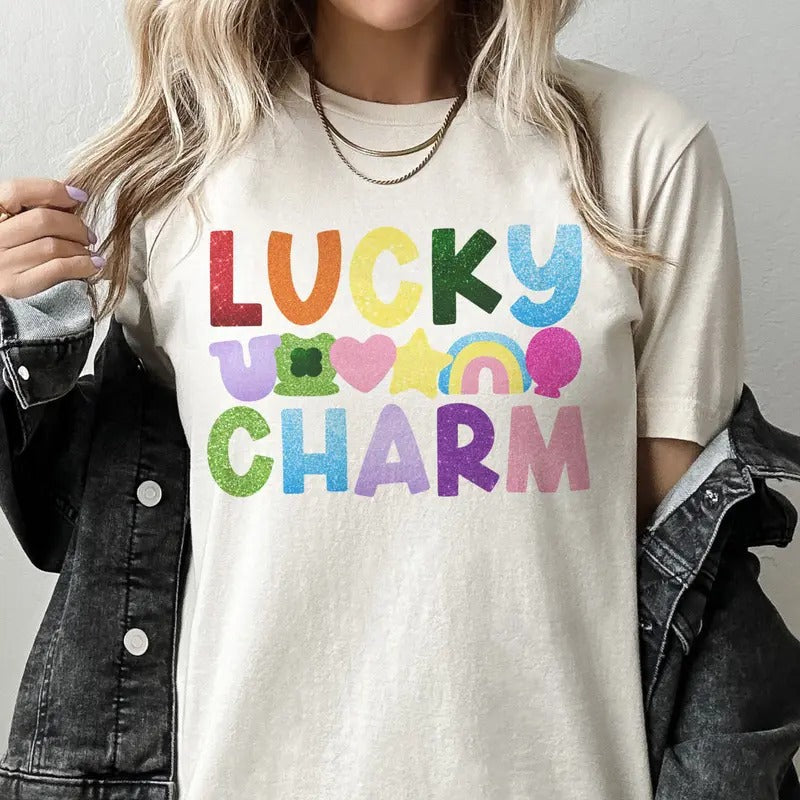 St. Patricks Day Tshirt St. Pattys Tee Lucky Clover T-shirt Lucky Charm St. Patricks Day Top St Pattys Clover Tshirt...