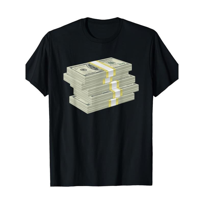 Stack Of Money Dollar Bills Design T-Shirt-100% Cotton - 220g made in usa Hoodie Sweatshirt | PrintMintTees.com