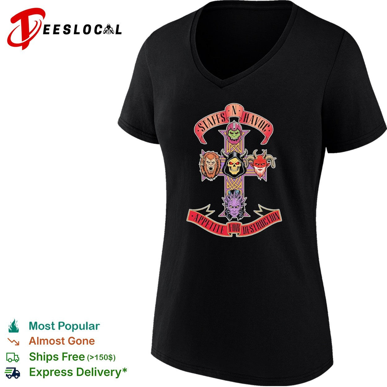 Staffs n Havoc Appetite for Destruction He Man Skeletor shirt