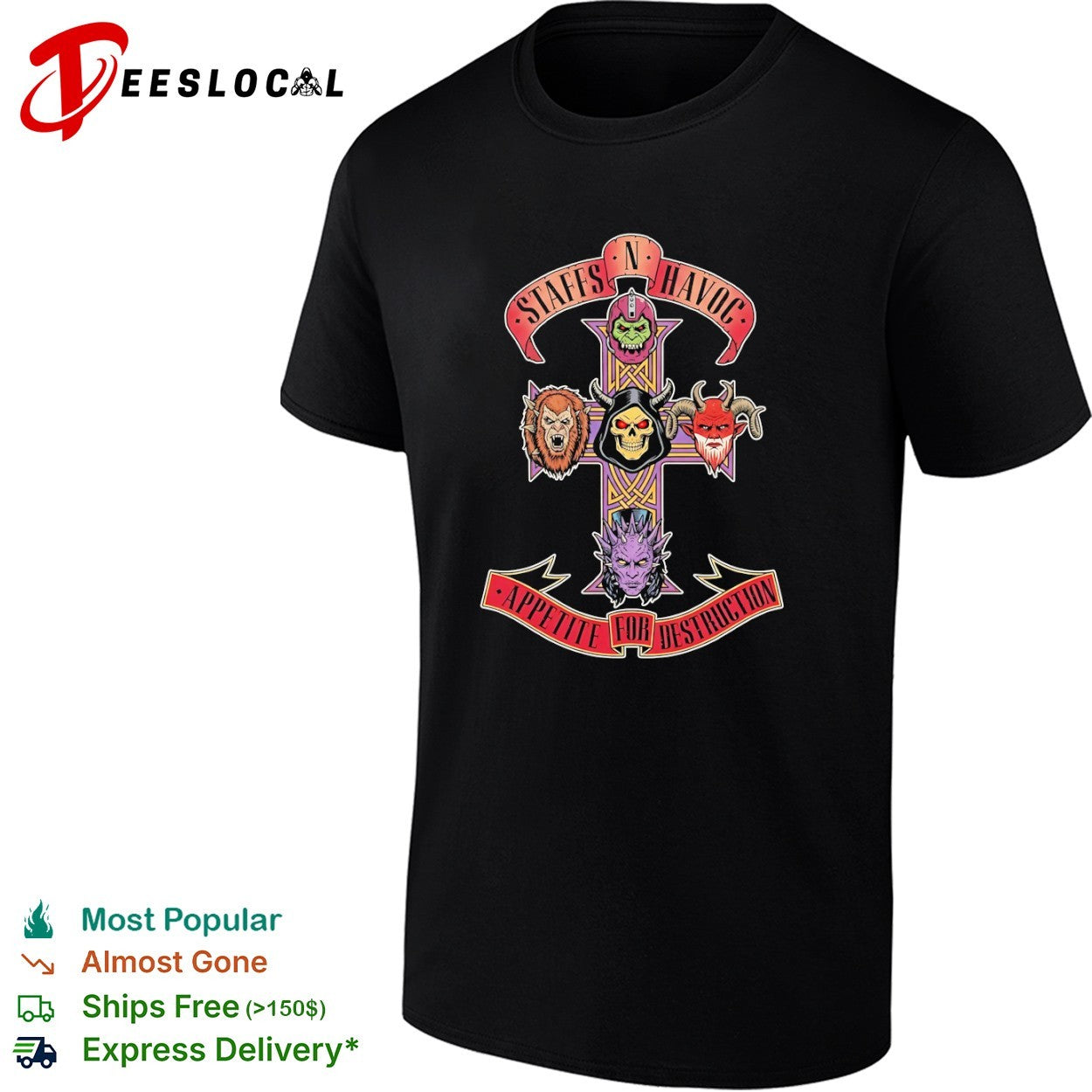 Staffs n Havoc Appetite for Destruction He Man Skeletor shirt