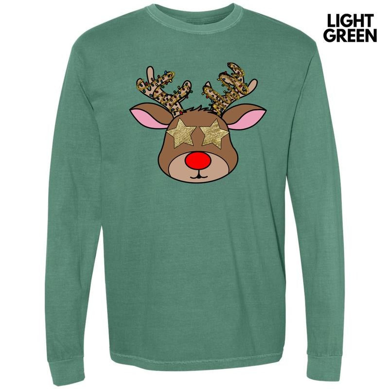 Star Eye Reindeer Long Sleeve Comfort Colors T-Shirt 'NLB' Hoodie, Sweatshirt | PrintMintTees.com