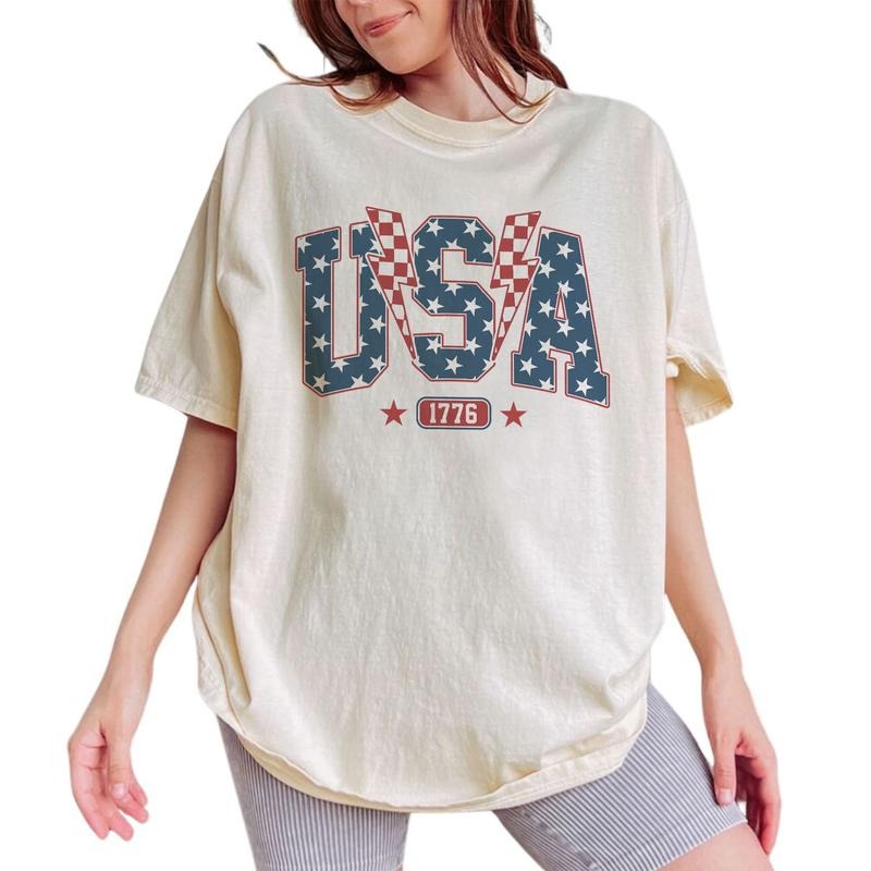 Star USA Graphic Shirt Vintage, 4th of July USA Tee, Est.1776, Lightning Bolt American Shirt, Patriotic USA Tshirt,...