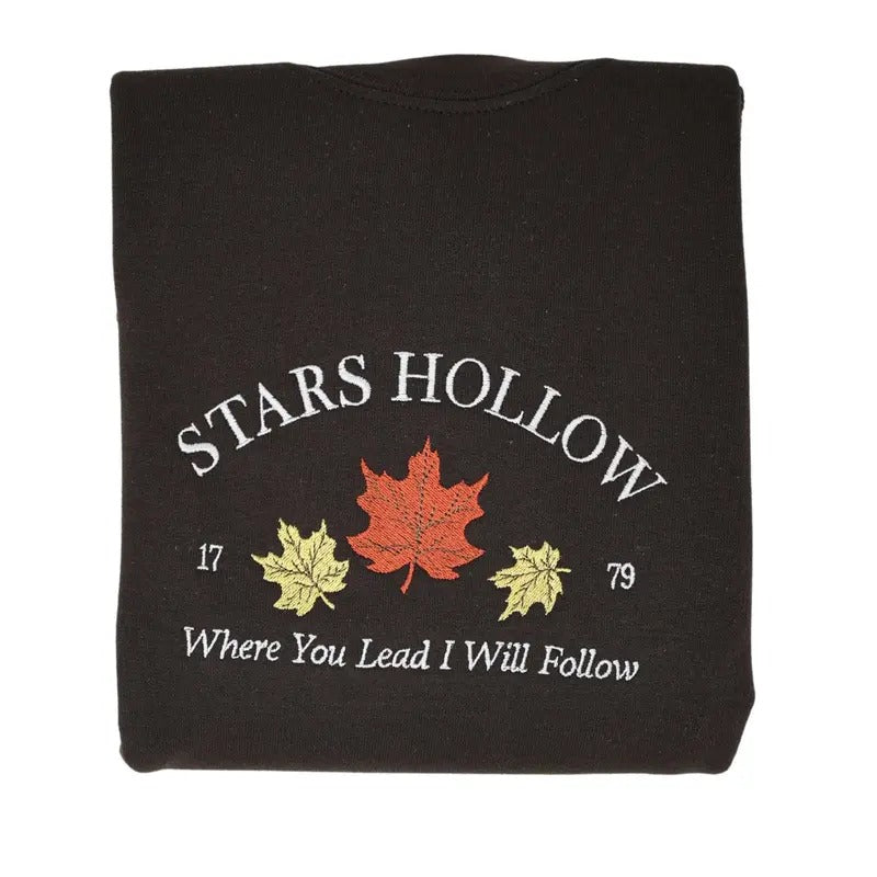Stars Hollow "Where you lead I will Follow" Embroidered Sweatshirt Crewneck Womenswear T-Shirts, Hoodie | PrintMintTees.com