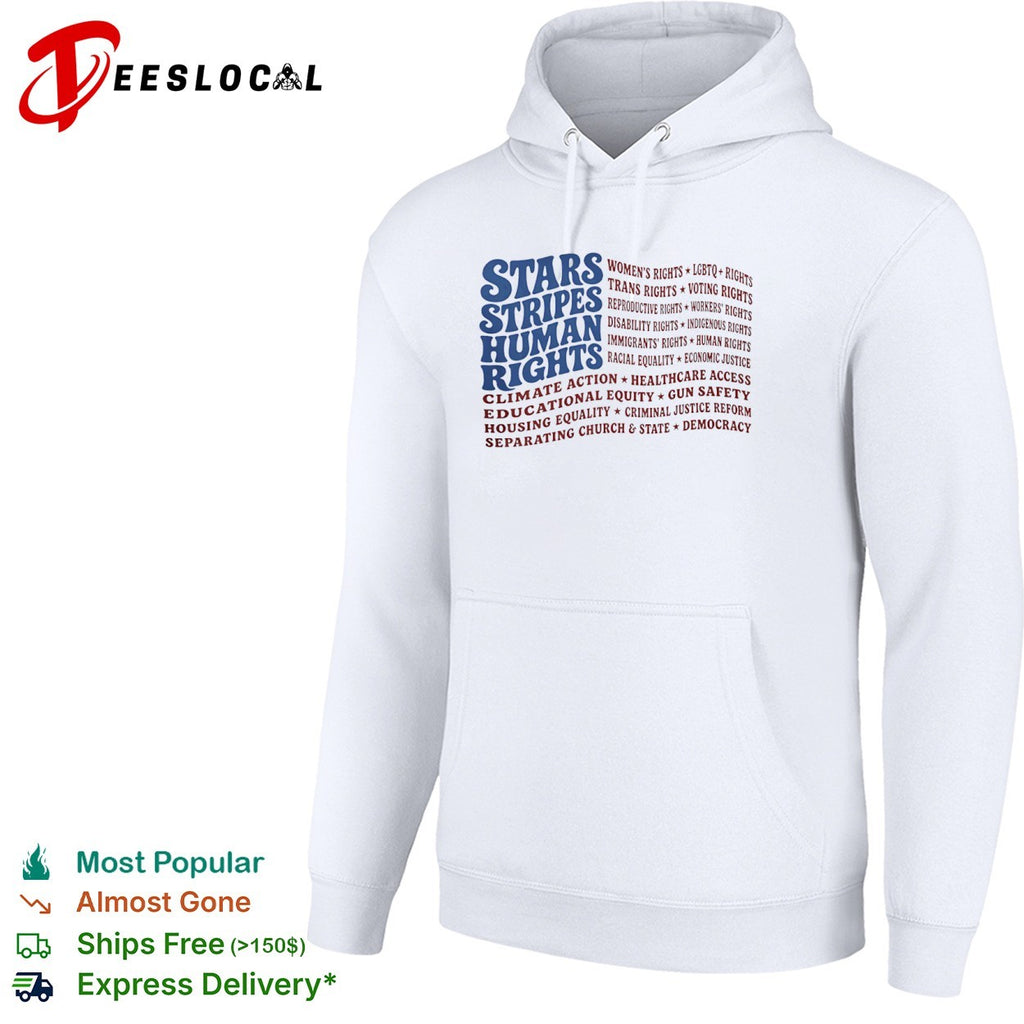Stars Stripes Human Rights Women LGBTQ Trans Voting Reproductive Workers Shirt