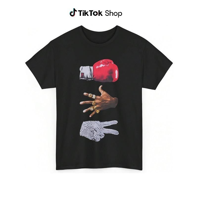 Statement - Making T - Shirt with Symbolic Hand Motifs: Boxing Glove, Blinged