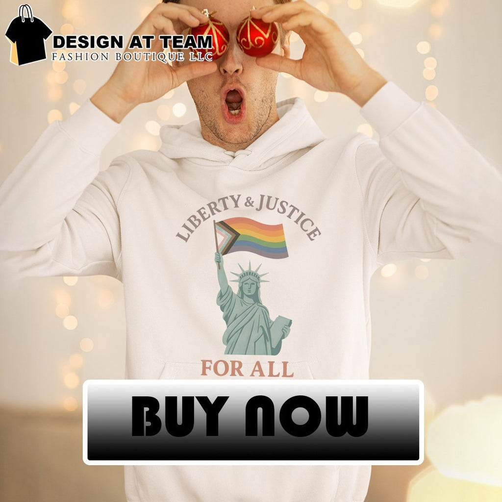 Statue of Liberty Pride flag with the words liberty and justice for all LGBT shirt