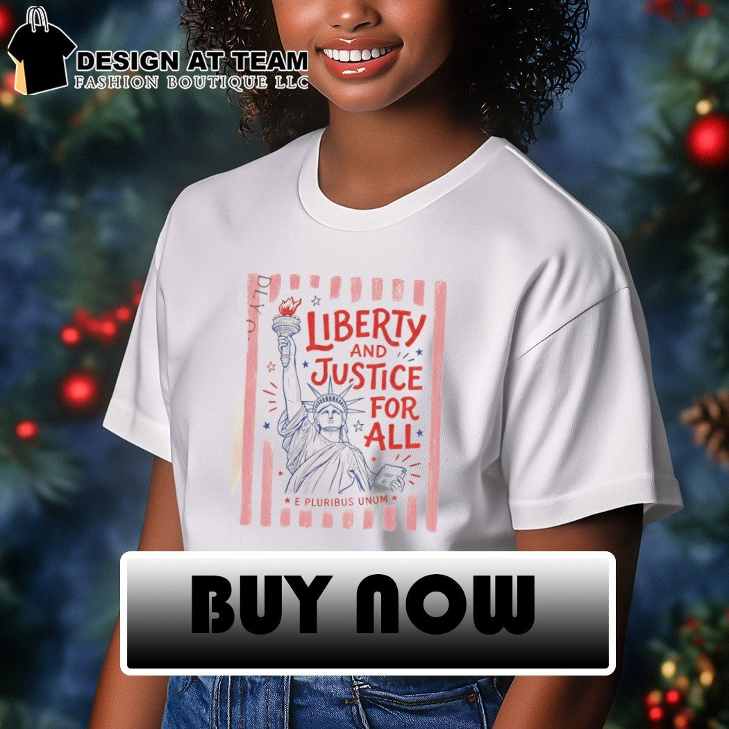Statue of Liberty featuring Liberty and Justice for all vintage shirt