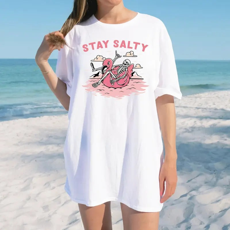 Stay Salty Tee, Salty Skeleton T-shirt, Beach Tee, Salty T-shirt, Funny Skeleton Beach Tee, Funny Beach Skeleton Shirt...