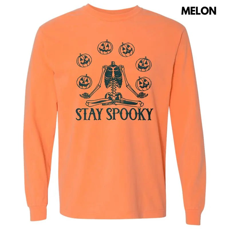 Stay Spooky PUFF Long Sleeve Comfort Colors T-Shirt Hoodie, Sweatshirt | PrintMintTees.com