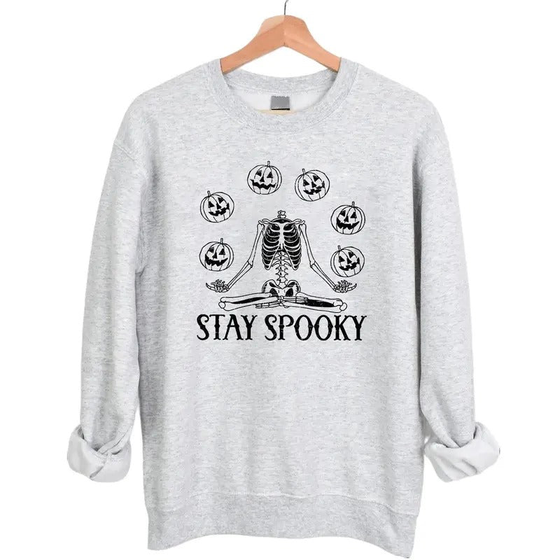 Stay Spooky Pumpkin Skeleton Sweatshirt Hoodie Tshirt, Halloween Gifts | PrintMintTees.com