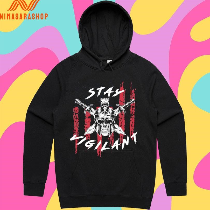 Stay Vigilant Spartan Skull American Flag 2025 Shirts