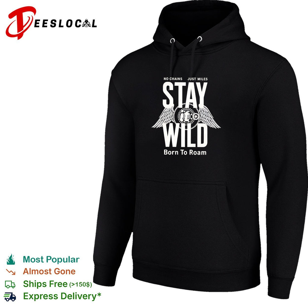 Stay wild born to roam motorcycle wings shirt
