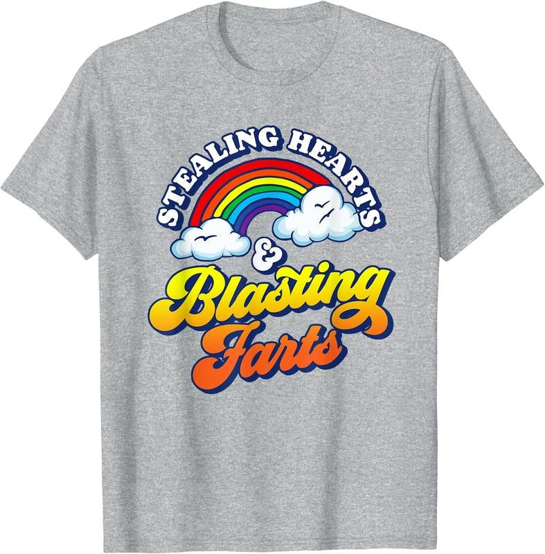 Stealing Hearts & Blasting Farts Funny Rainbow Valentines Cotton Size S 5XL Shirt Hoodie Sweatshirt