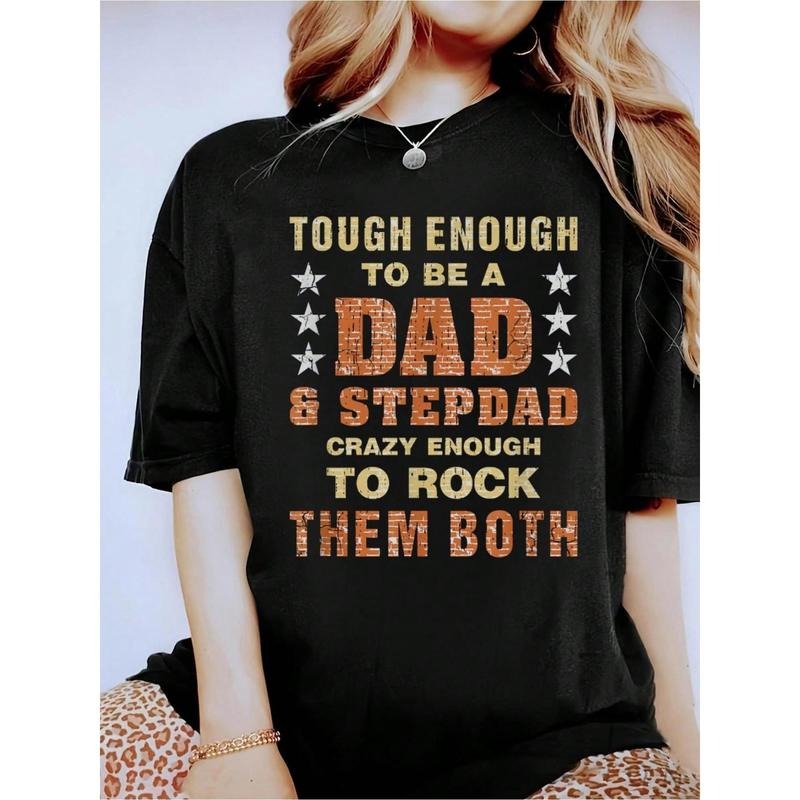 Step-Dad And Dad Fathers Day Christmas Funny Father Step Dad T-Shirt- Short Sleeve, Casual, Breathable, Comfortable,...