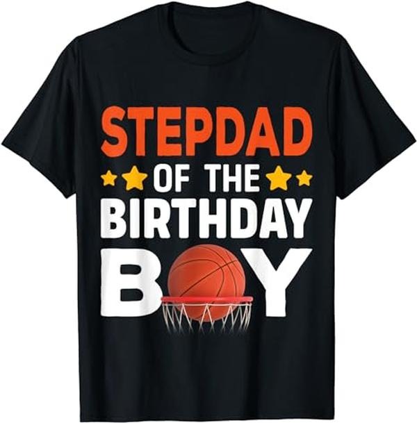 Stepdad T Shirt, Gifts For Stepdad, Step Dad Of The Birthday Boy Basketball Bday Celebration T-Shirt Menswear, Father's...