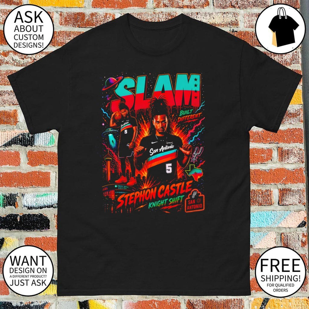 Stephon Castle knight shift San Antonio Spurs Basketball SLAM UFO built different shirt