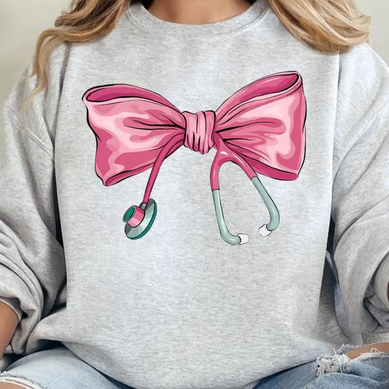 Stethoscope Bow Unisex NuBlend Crew Sweatshirt Shirt Hoodie | PrintMintTees.com