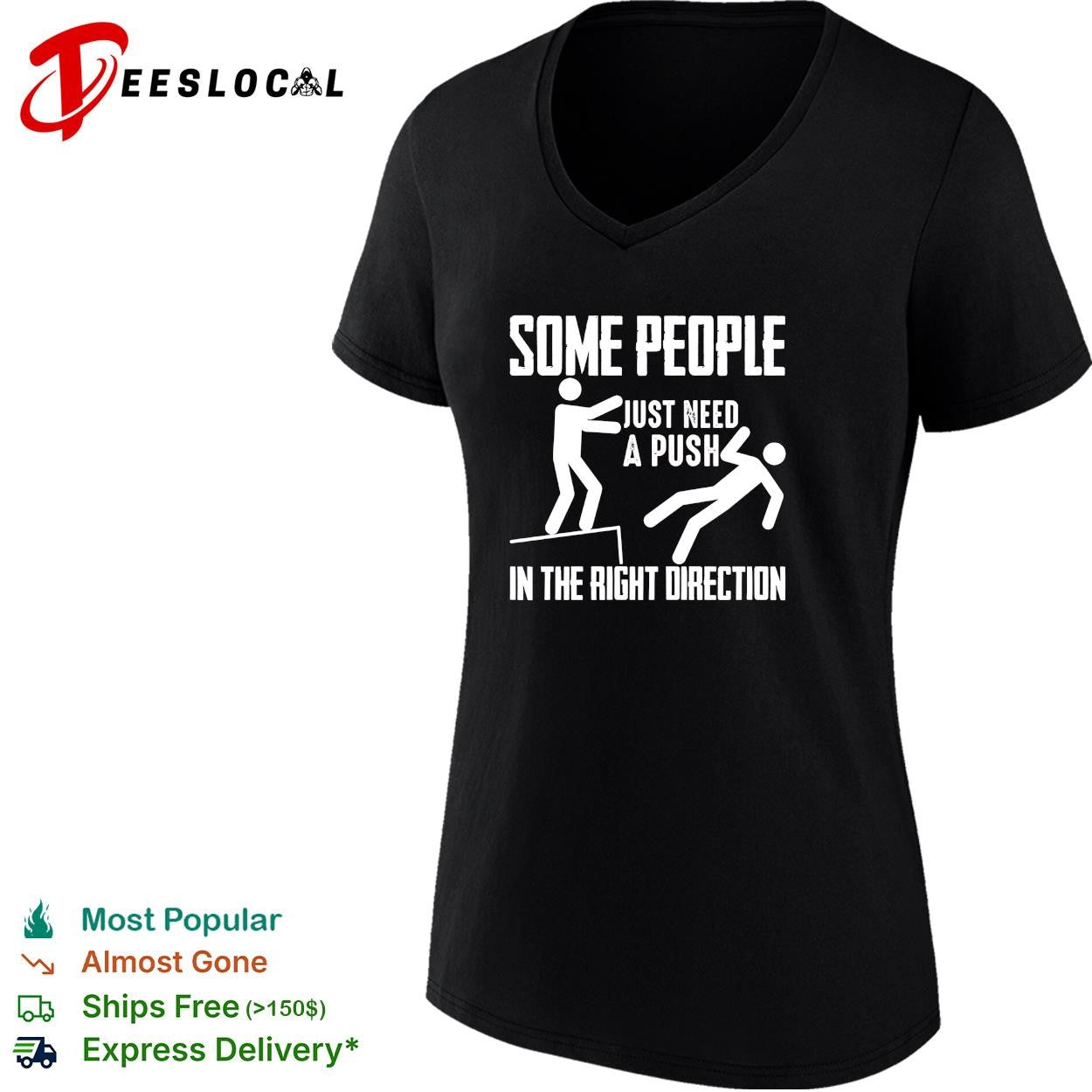 Stick figure dark humor ledge fall some people just need a push in the right direction shirt