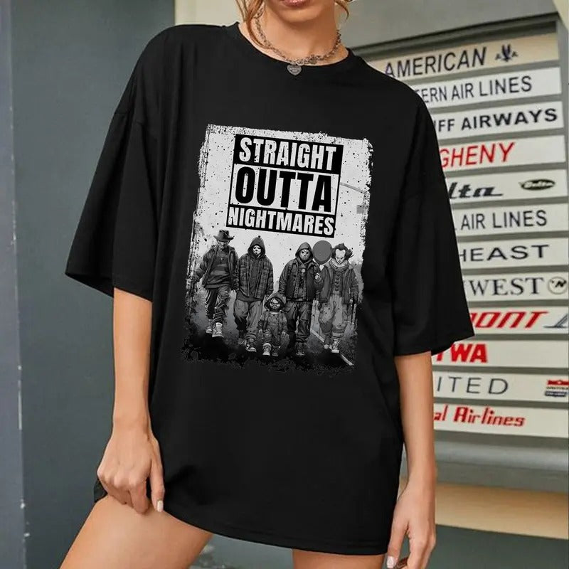 Straight Outta Nightmare Horror Halloween shirt, Sweatshirt, Hoodie Unisex, Gift for Spooky Season | PrintMintTees.com