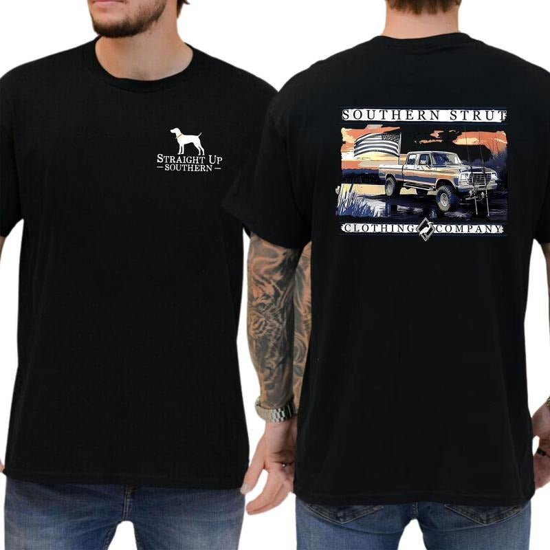 Straight Up Southern Shirt Southern Strut Soft Fabric Short Sleeve Shirt Cotton Top Menswear Hoodie Sweatshirt