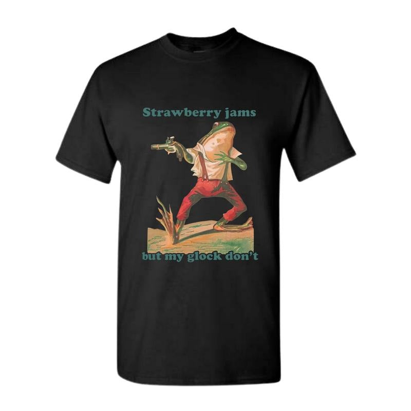 Strawberry Jams But My Glock Don't Shirt Comfort Colors Funny T-shirt Full Color, Full Size Classic Cotton Hoodie Sweatshirt