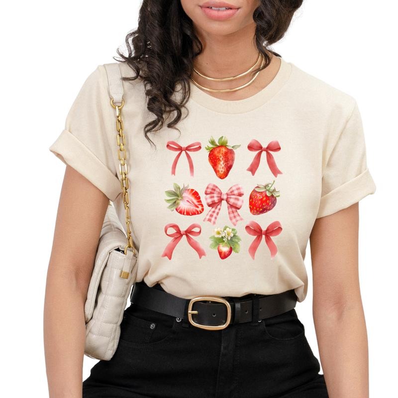 Strawberry Shirt, Coquette Strawberry Shirt, Modern Coquette Shirt, Coquette Aesthetic top, Cute Women's Shirt Full Color...