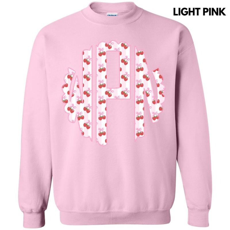 Strawberry Stripe Monogram Sweatshirt 'NLB' T-Shirts, Hoodie | PrintMintTees.com