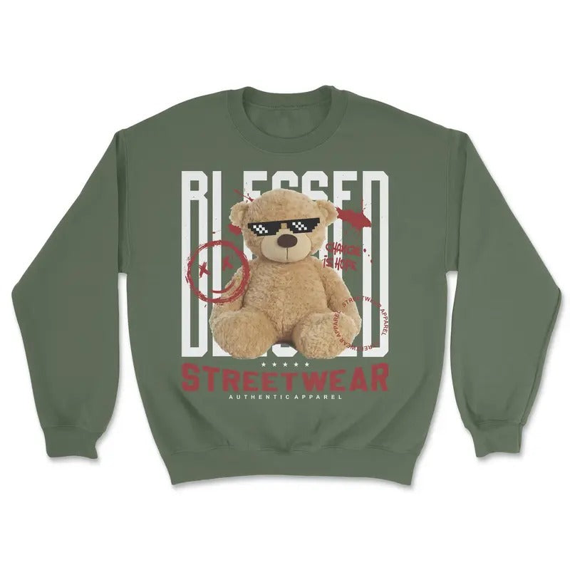 Streetwear Blessed Bear Comfortable 100% Cotton Menswear T-Shirts, Hoodie, Sweatshirt