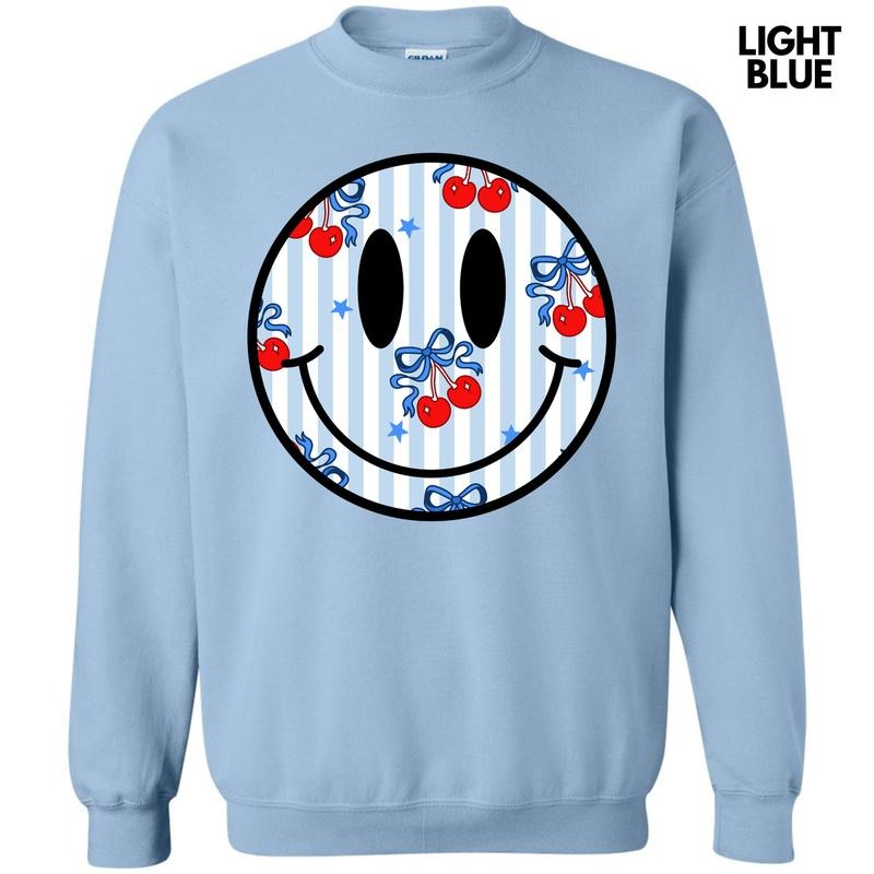 Stripe Cherry Happy Face Sweatshirt 'NLB' Shirt Hoodie | PrintMintTees.com