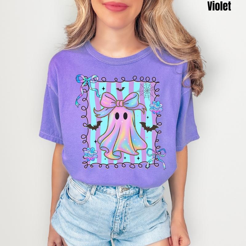 Striped Rainbow Ghost Comfort Colors T-Shirt 'NLB' Hoodie, Sweatshirt | PrintMintTees.com
