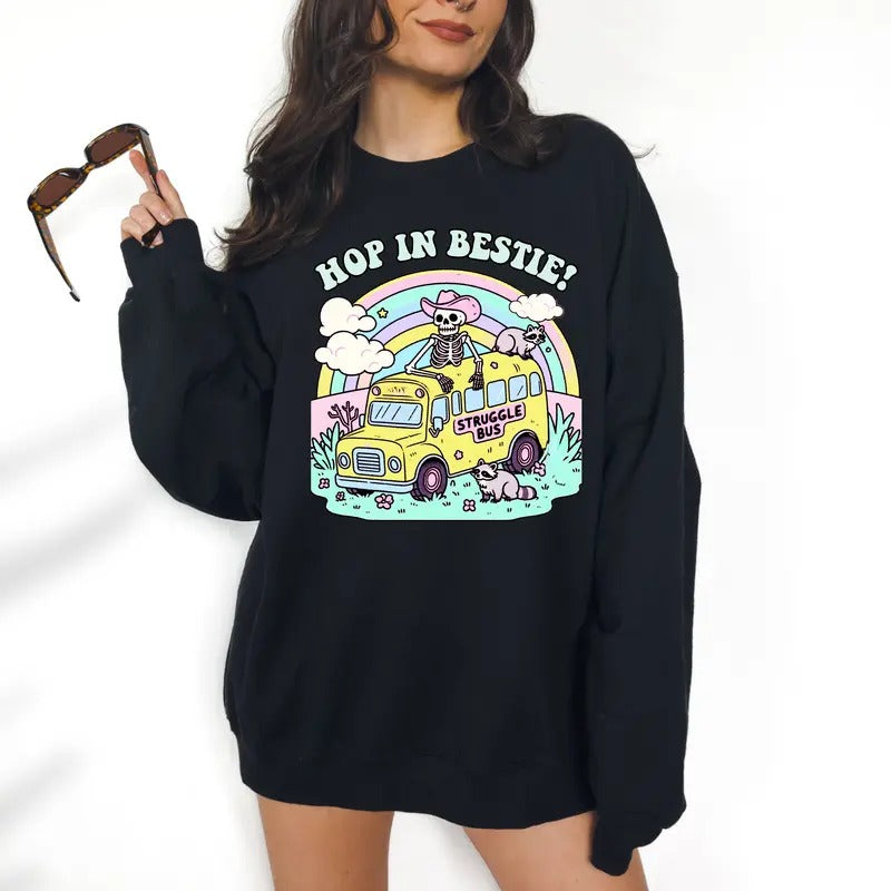 Struggle Bus DTF Print Funny Womenswear T-Shirts, Hoodie, Sweatshirt