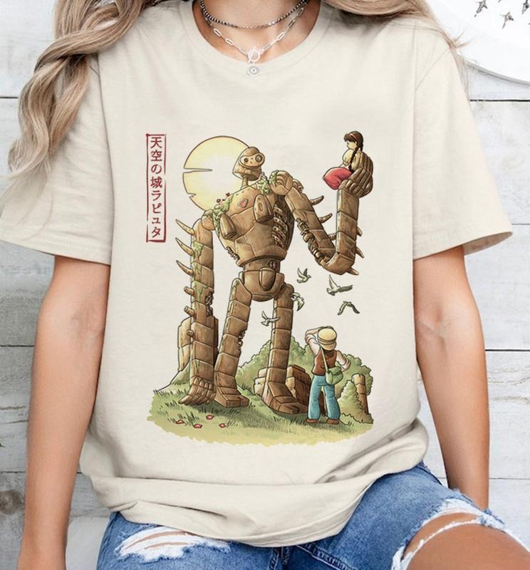 Studio Ghibli Castle in the Sky Shirt, Anime Shirt, Studio Ghibli Fan Merch, Unisex Anime Cotton Shirt Hoodie Sweatshirt