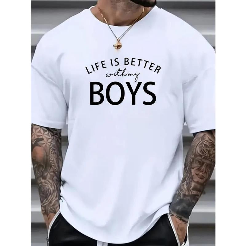 Stylish Men's Printed T-Shirt, Stylish Short Sleeve Cotton T-Shirt, Breathable, Moisture Wicking, Casual Summer T-Shirt,