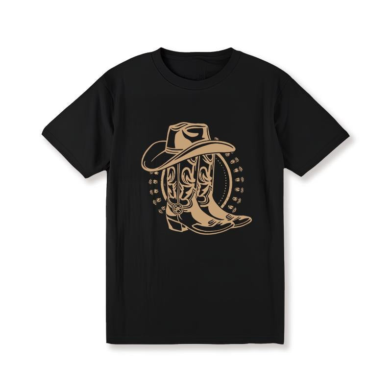 [Western T-Shirt] Western Casual Women's T-Shirt | Black Washed, Round Neck, Short Sleeve | Perfect for Spring/Summer...