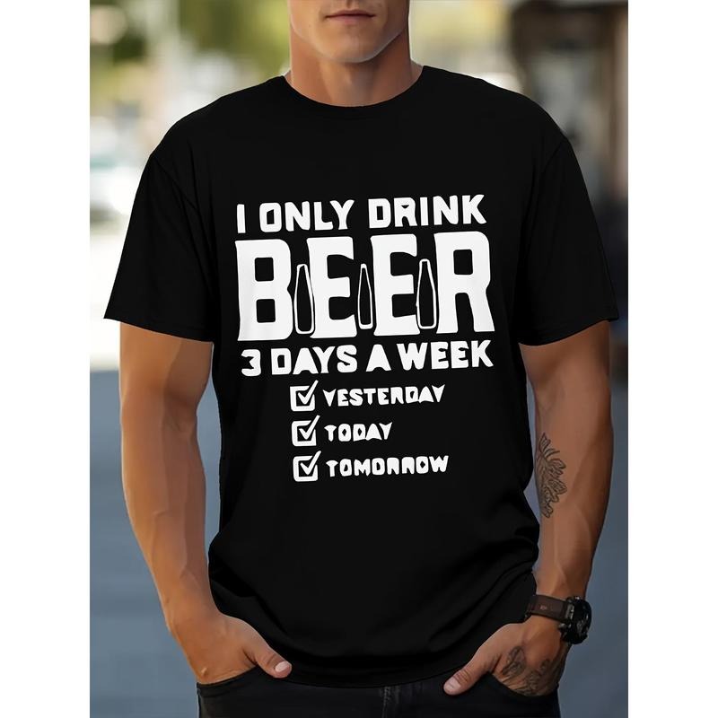 Summer Outdoor Essential - Men's Graphic Print Beer T-Shirt - Short Sleeve Crew Neck Tee with Relaxed Fit for Casual...