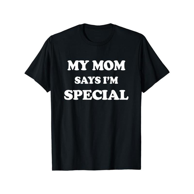 [Summer Short Sleeve T-shirt] Crew Neck My Mom Says I'm Special Print Men's Fashionable Summer Short Sleeve  T-shirt, Comfortable And Versatile