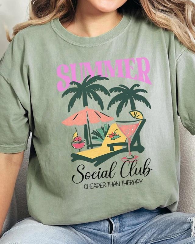 Summer Social Club Comfort Colors Adult Ring-Spun Cotton Tee Summer Fun Collar Fit unisex short sleeve tee Graphic Print...