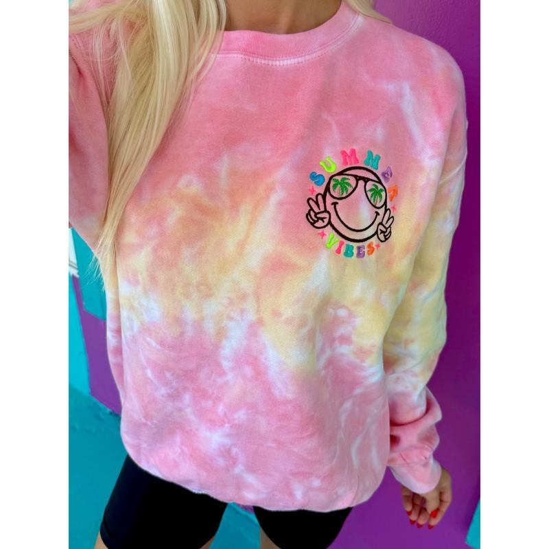 Summer Vibes Embroidered Sunshine Sweatshirt Shirt Hoodie | PrintMintTees.com