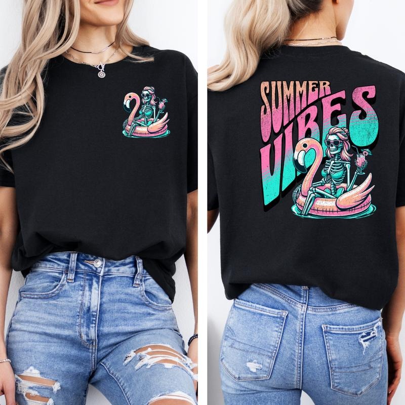 Summer Vibes Shirt, Front and Back Summer Sweatshirt, Fun Summer Shirt, Summer Vacay Full Color Print Hoodie